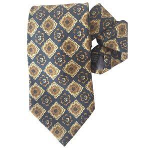 Biella G Vasta Collezioni Silk Tie Made in Italy Navy Gold Medallion Geometric